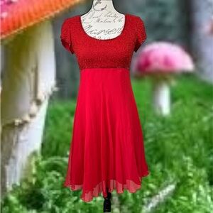 Vintage 1990’s Clueless Red Silk Beaded Dress